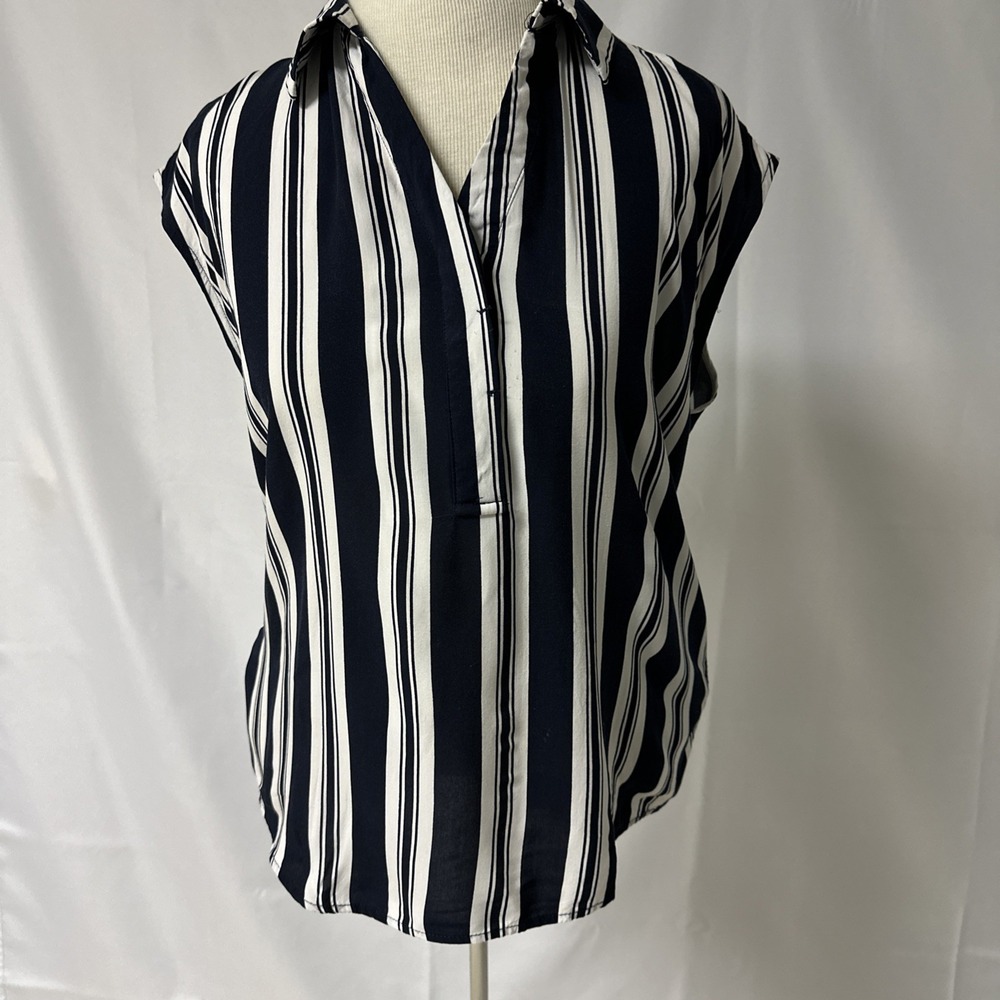 catherine malandrino blouse Shirt Baby White Stripes Women's Sz M